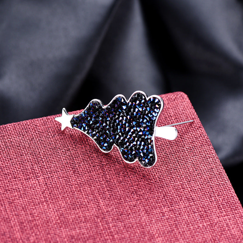 Hot Selling Creative Christmas Tree Diamond Brooch