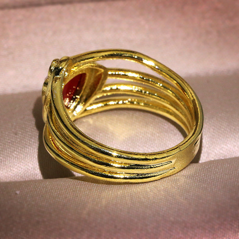 Pomegranate Red Zircon Jewelry Ring For Women