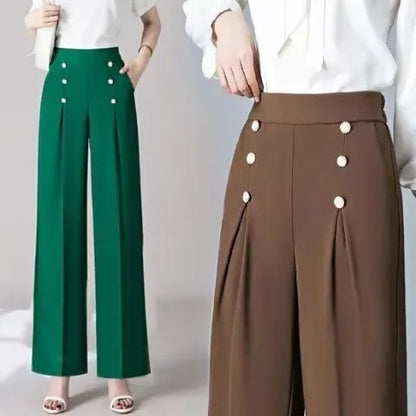 Women's Casual High-Waisted Loose-Fit Wide-Leg Pants With A Flowy Drape