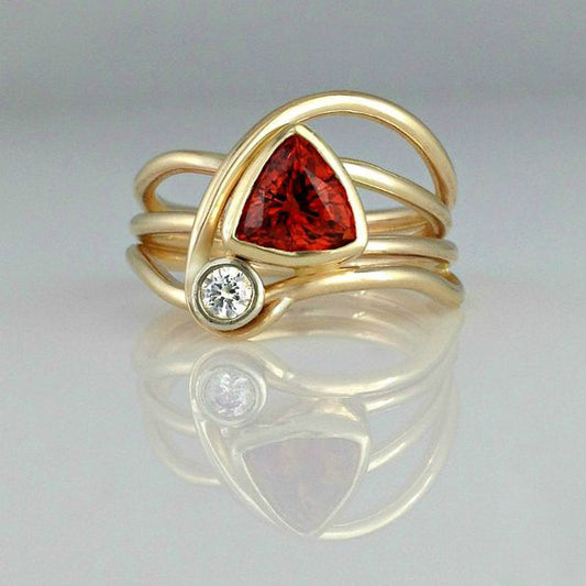 Pomegranate Red Zircon Jewelry Ring For Women