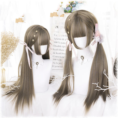 Manzhen Daily Black Long Straight Wig Girl