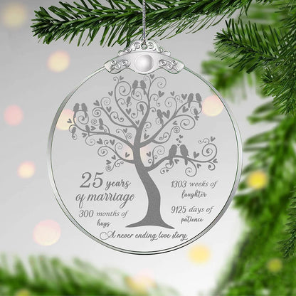 25th Anniversary Christmas Couple Glass Decorative Gift Pendant