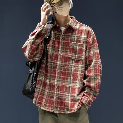 Retro Plaid Shirt Long-sleeve Casual Jacket