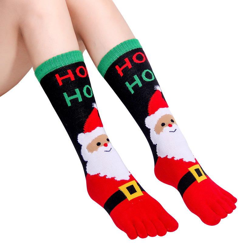Hot-selling Christmas Color Five-toed Socks For Cold Protection And Warmth