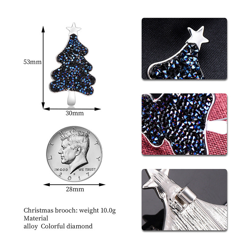 Hot Selling Creative Christmas Tree Diamond Brooch
