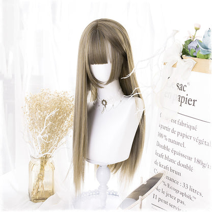 Manzhen Daily Black Long Straight Wig Girl