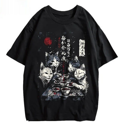 Men's T-shirt With A Cat Cartoon Pattern