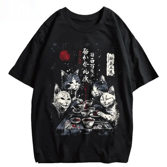 Men's T-shirt With A Cat Cartoon Pattern