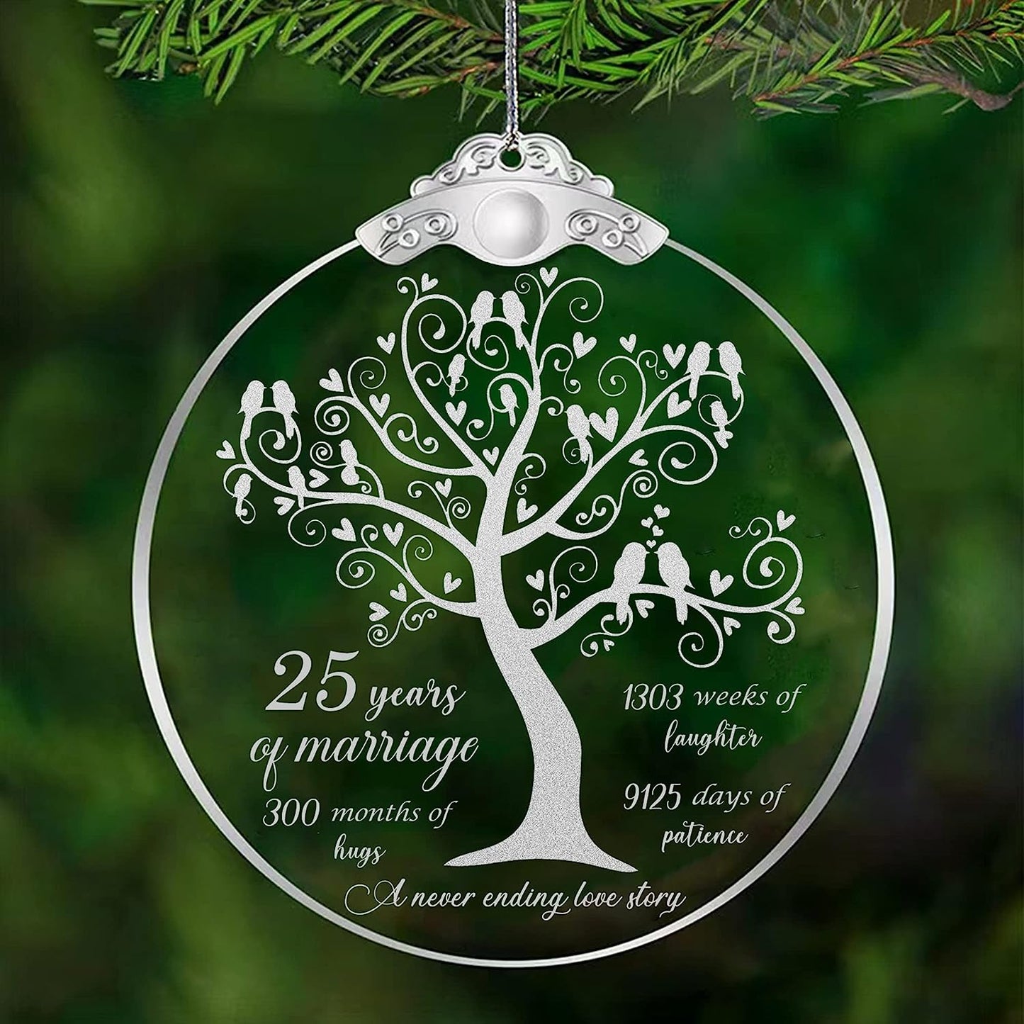 25th Anniversary Christmas Couple Glass Decorative Gift Pendant