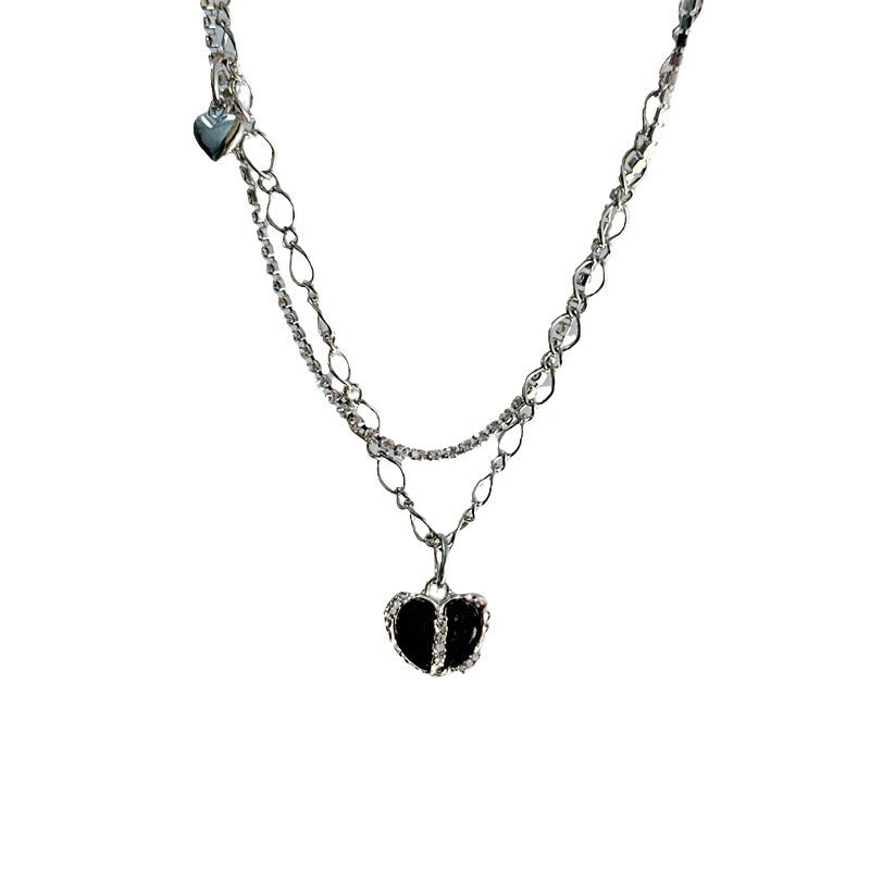 Niche Full Diamond Black Heart Pendant