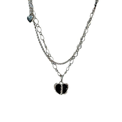 Niche Full Diamond Black Heart Pendant