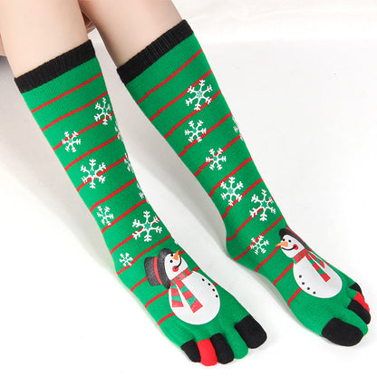 Hot-selling Christmas Color Five-toed Socks For Cold Protection And Warmth