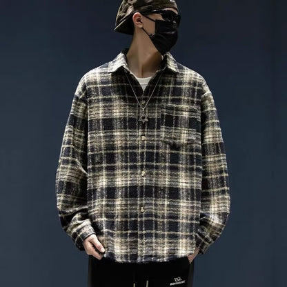 Retro Plaid Shirt Long-sleeve Casual Jacket