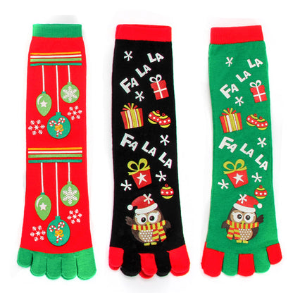 Hot-selling Christmas Color Five-toed Socks For Cold Protection And Warmth