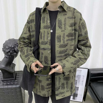 Men's Loose Casual Print Long-sleeve Shirt Jacket