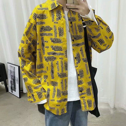 Men's Loose Casual Print Long-sleeve Shirt Jacket