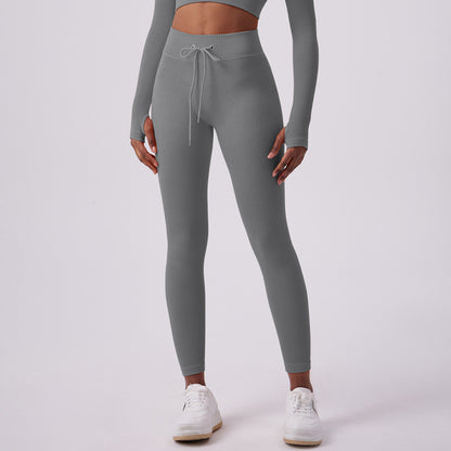 Women's Adjustable Drawstring Butt-lifting Yoga Pants For Outdoor Wear