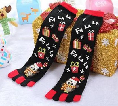 Hot-selling Christmas Color Five-toed Socks For Cold Protection And Warmth