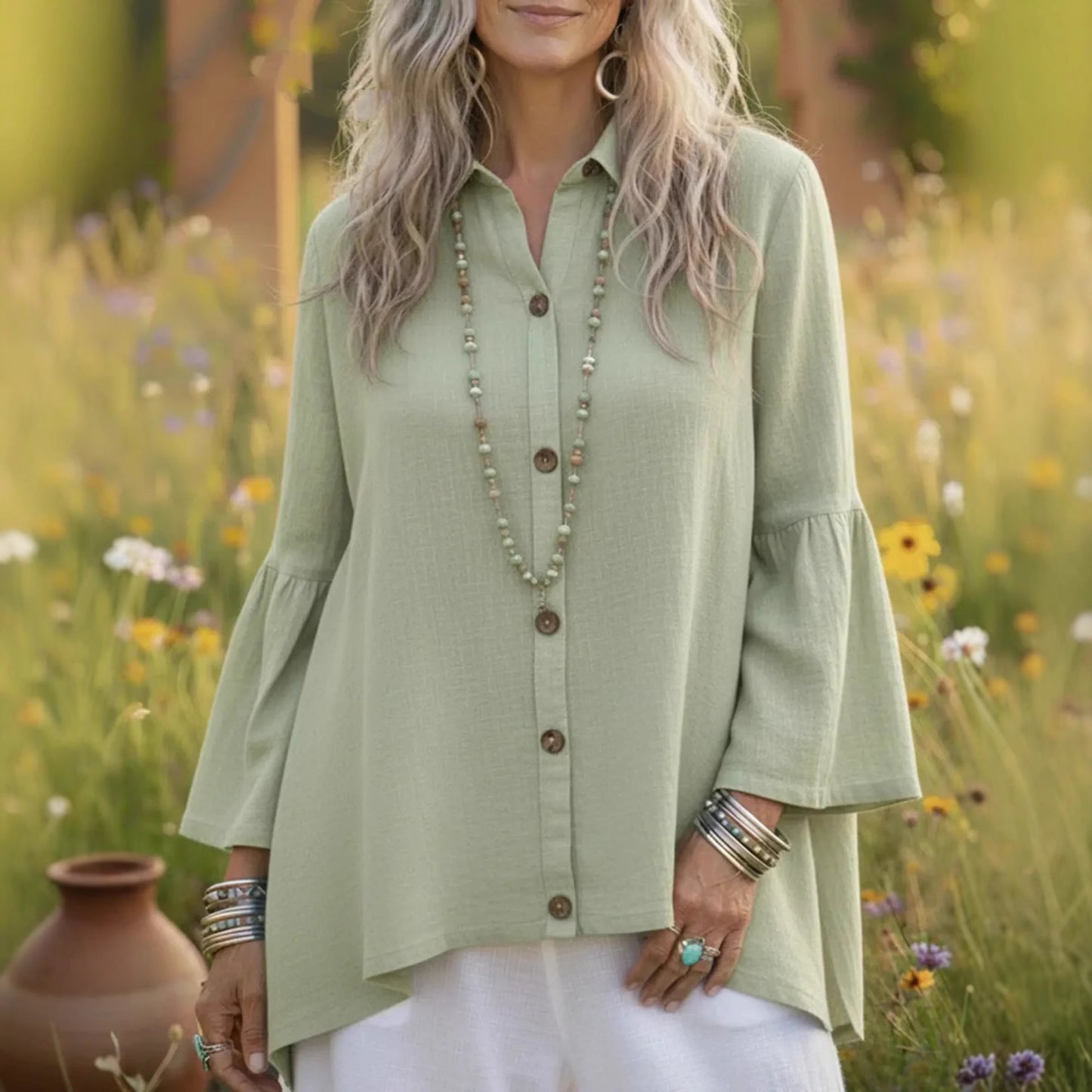 Women's Loose  Flare-sleeve Shirt