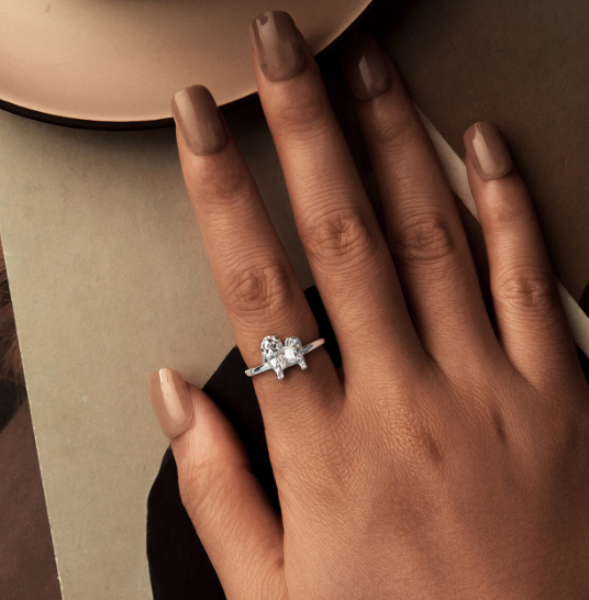 Sterling Silver Plated White Gold Animal Jewelry Ring For Women