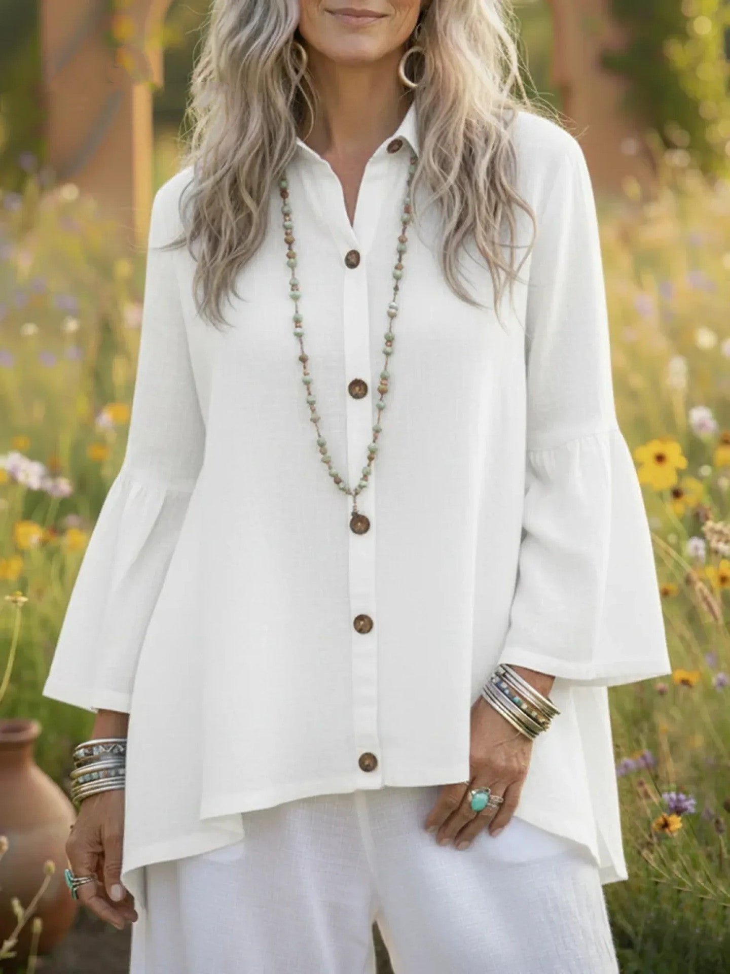 Women's Loose  Flare-sleeve Shirt