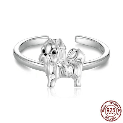 Sterling Silver Plated White Gold Animal Jewelry Ring For Women