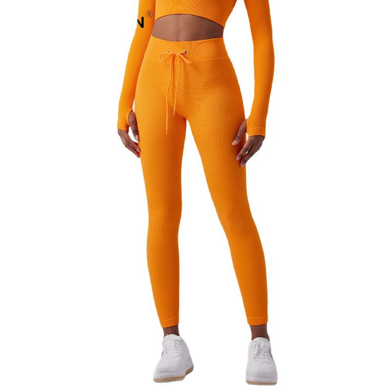 Women's Adjustable Drawstring Butt-lifting Yoga Pants For Outdoor Wear