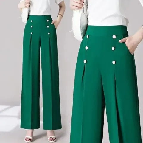 Women's Casual High-Waisted Loose-Fit Wide-Leg Pants With A Flowy Drape