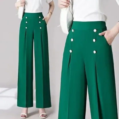 Women's Casual High-Waisted Loose-Fit Wide-Leg Pants With A Flowy Drape