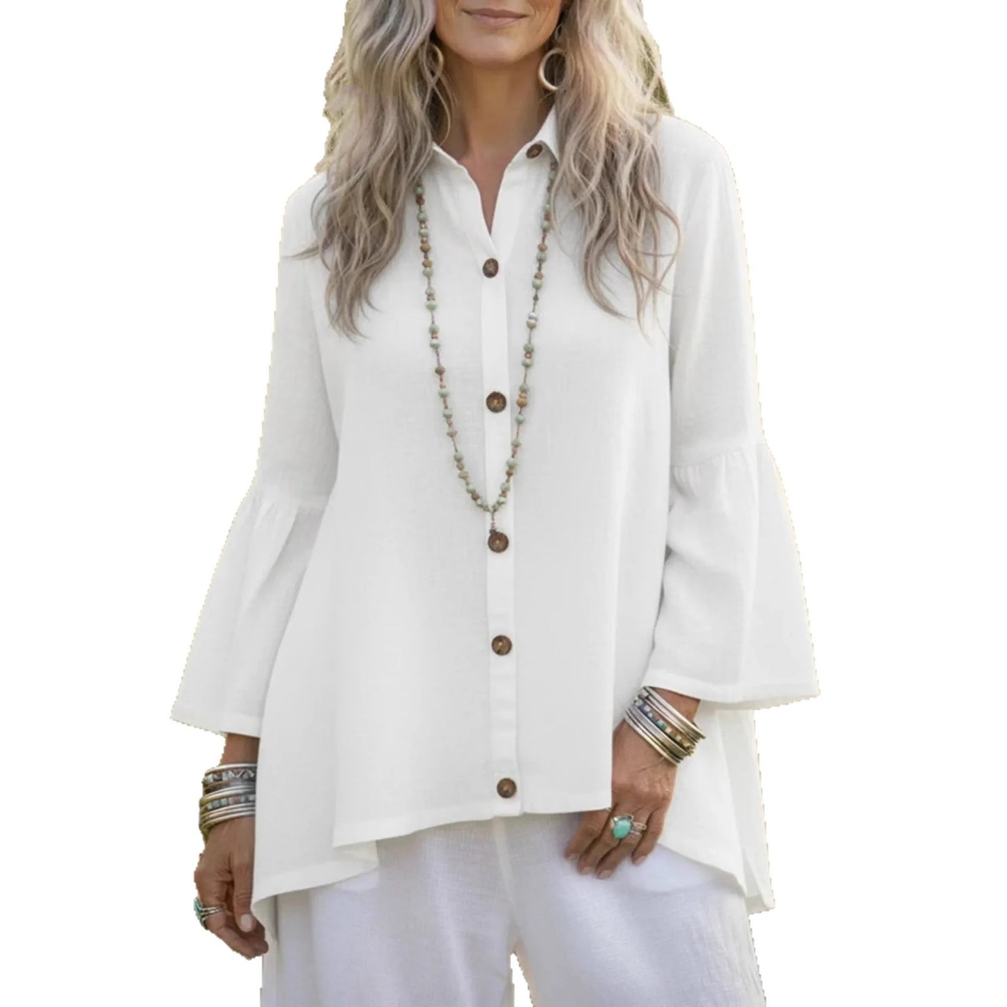 Women's Loose  Flare-sleeve Shirt