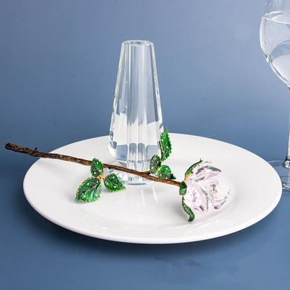 Crystal rose flower anniversary gift craft decoration