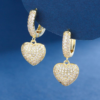 European And American-style Sweet Heart-shaped Earrings