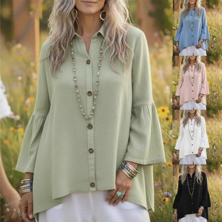 Women's Loose  Flare-sleeve Shirt