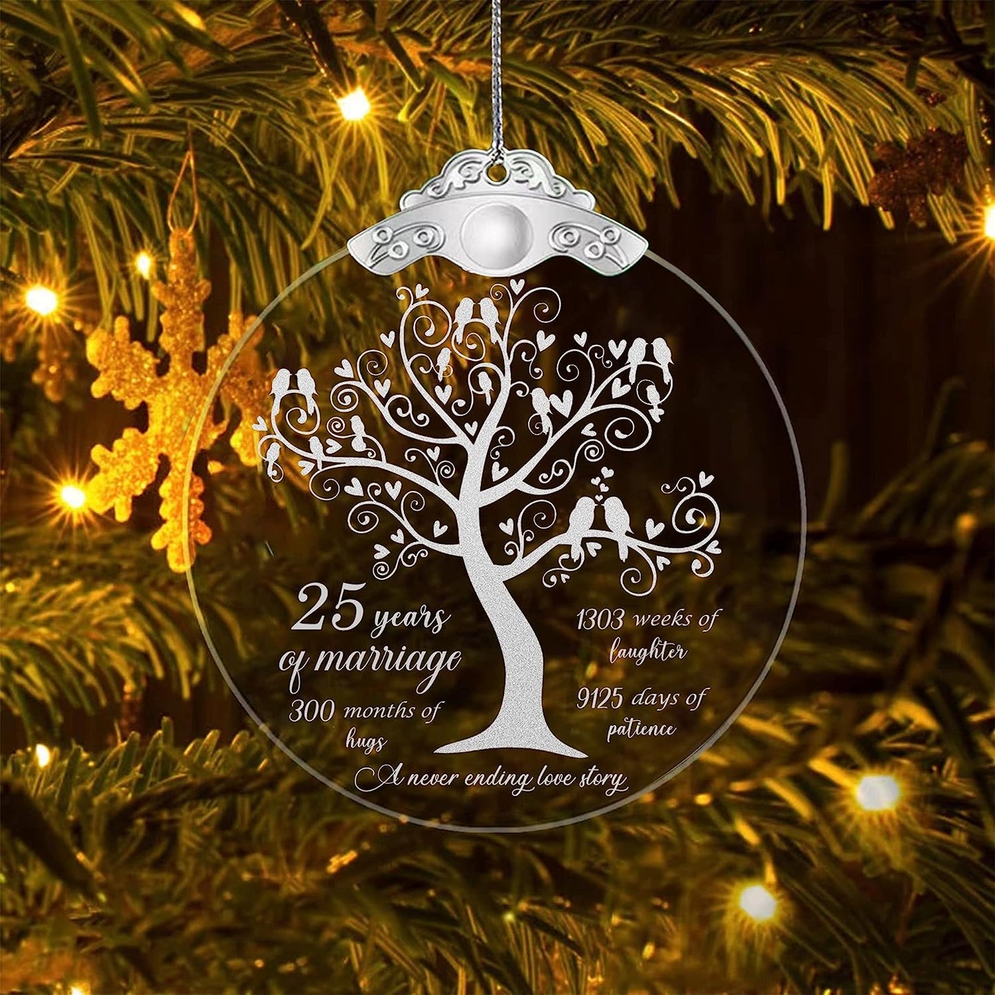 25th Anniversary Christmas Couple Glass Decorative Gift Pendant