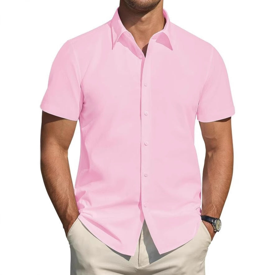 Mens Short-sleeve Stretchy Shirt