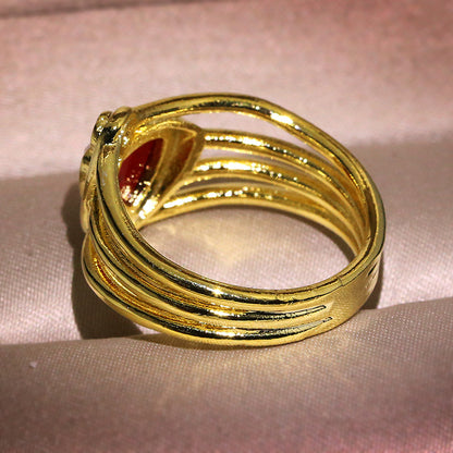 Pomegranate Red Zircon Jewelry Ring For Women