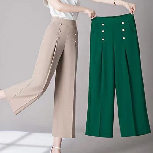 Women's Casual High-Waisted Loose-Fit Wide-Leg Pants With A Flowy Drape