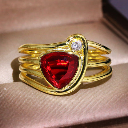 Pomegranate Red Zircon Jewelry Ring For Women