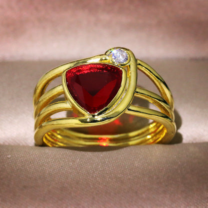 Pomegranate Red Zircon Jewelry Ring For Women