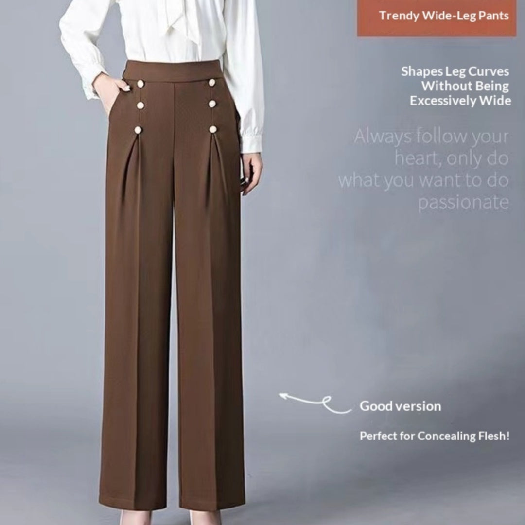 Women's Casual High-Waisted Loose-Fit Wide-Leg Pants With A Flowy Drape