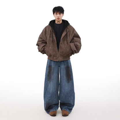 Loose Casual Hooded Coat Idle Style False Two-piece Jackets