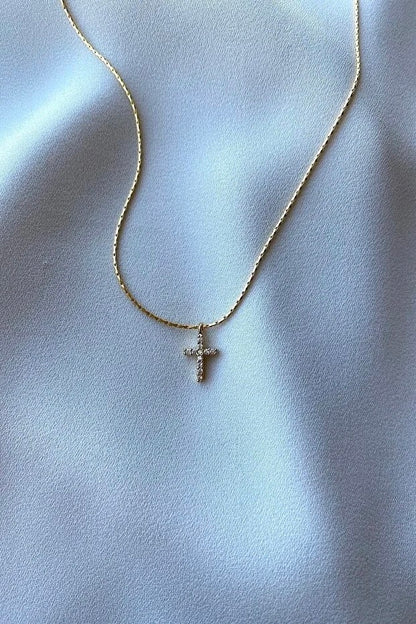 Zircon Stone Cross Necklace