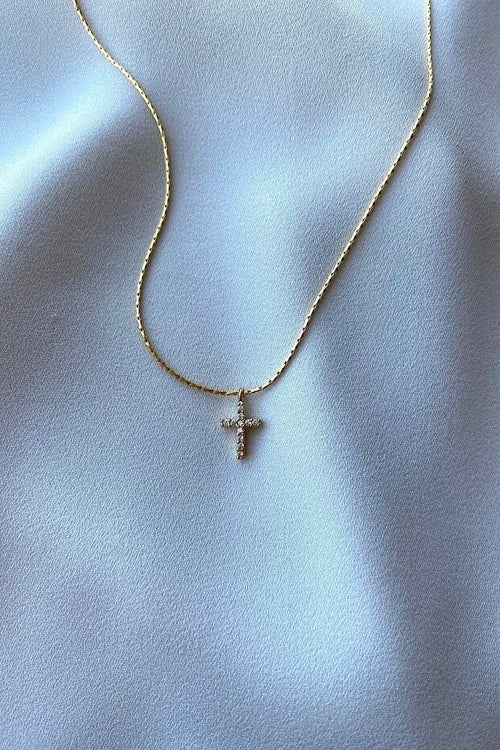 Zircon Stone Cross Necklace