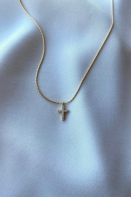Zircon Stone Cross Necklace