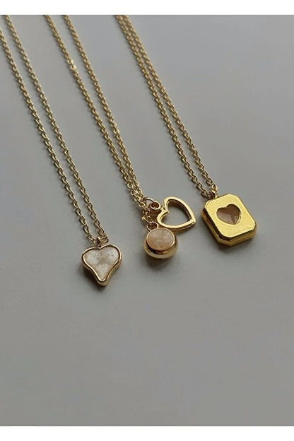 3 Piece Heart Charm Necklace Set